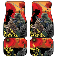New Zealand and Australia ANZAC Day Car Mats Sliver Fern Kakapo With Golden Wattle Kangaroo