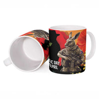 New Zealand and Australia ANZAC Day Ceramic Mug Sliver Fern Kakapo With Golden Wattle Kangaroo - Polynesian Pride
