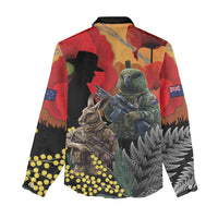 New Zealand and Australia ANZAC Day Women Casual Shirt Sliver Fern Kakapo With Golden Wattle Kangaroo LT14 - Polynesian Pride