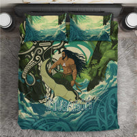 Aotearoa Tangaroa Atua Bedding Set New Zealand God Of The Ocean LT14 Cyan - Polynesian Pride