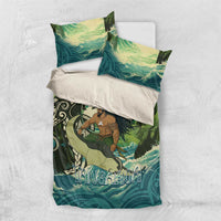 Aotearoa Tangaroa Atua Bedding Set New Zealand God Of The Ocean LT14 US Twin 172cm x 218cm Cyan - Polynesian Pride