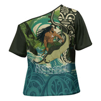 Aotearoa Tangaroa Atua Cross Shoulder Shirt New Zealand God Of The Ocean - Polynesian Pride