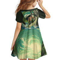 Aotearoa Tangaroa Atua Family Matching Off Shoulder Maxi Dress and Hawaiian Shirt New Zealand God Of The Ocean LT14 - Polynesian Pride