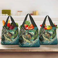 Aotearoa Tangaroa Atua Grocery Bag New Zealand God Of The Ocean LT14 3-pack One Size Cyan - Polynesian Pride