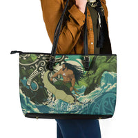 Aotearoa Tangaroa Atua Leather Tote Bag New Zealand God Of The Ocean LT14 - Polynesian Pride