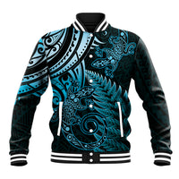 New Zealand Lizard Baseball Jacket Silver Fern Aotearoa Maori Blue Version LT14 Unisex Blue - Polynesian Pride