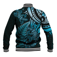 New Zealand Lizard Baseball Jacket Silver Fern Aotearoa Maori Blue Version LT14 - Polynesian Pride