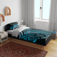 New Zealand Lizard Bedding Set Silver Fern Aotearoa Maori Blue Version