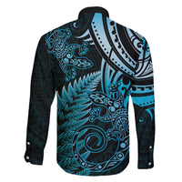 New Zealand Lizard Family Matching Mermaid Dress and Hawaiian Shirt Silver Fern Aotearoa Maori Blue Version LT14 - Polynesian Pride