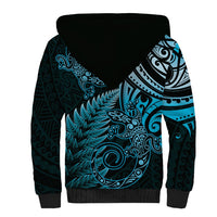 New Zealand Lizard Sherpa Hoodie Silver Fern Aotearoa Maori Blue Version LT14 - Polynesian Pride