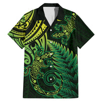 New Zealand Lizard Family Matching Mermaid Dress and Hawaiian Shirt Silver Fern Aotearoa Maori Green Version LT14 Dad's Shirt - Short Sleeve Green - Polynesian Pride