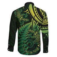 New Zealand Lizard Family Matching Short Sleeve Bodycon Dress and Hawaiian Shirt Silver Fern Aotearoa Maori Green Version LT14 - Polynesian Pride