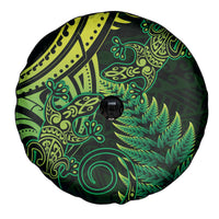 New Zealand Lizard Spare Tire Cover Silver Fern Aotearoa Maori Green Version
