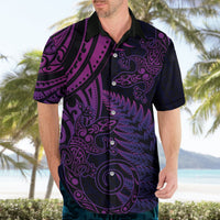 New Zealand Lizard Hawaiian Shirt Silver Fern Aotearoa Maori Purple Version LT14 - Polynesian Pride