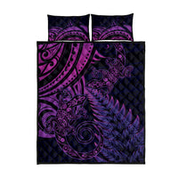 New Zealand Lizard Quilt Bed Set Silver Fern Aotearoa Maori Purple Version