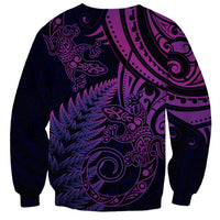 New Zealand Lizard Sweatshirt Silver Fern Aotearoa Maori Purple Version