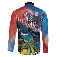 Personalised United States And New Zealand Family Matching Long Sleeve Bodycon Dress and Hawaiian Shirt USA Eagle With Kowhai Aotearoa Tui Bird LT14 - Polynesian Pride