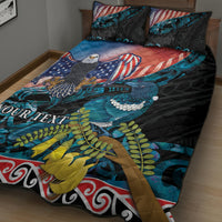 Personalised United States And New Zealand Quilt Bed Set USA Eagle With Kowhai Aotearoa Tui Bird