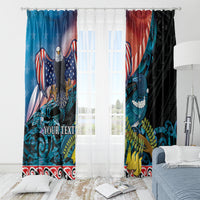 Personalised United States And New Zealand Window Curtain USA Eagle With Kowhai Aotearoa Tui Bird LT14 - Polynesian Pride