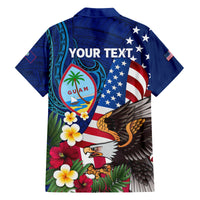 Personalised United States And Guam Family Matching Long Sleeve Bodycon Dress and Hawaiian Shirt USA Eagle With Guahan Seal Tropical Vibes LT14 - Polynesian Pride