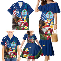 Personalised United States And Guam Family Matching Mermaid Dress and Hawaiian Shirt USA Eagle With Guahan Seal Tropical Vibes LT14 - Polynesian Pride