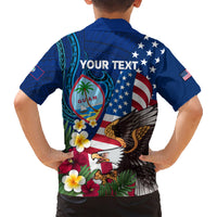 Personalised United States And Guam Family Matching Short Sleeve Bodycon Dress and Hawaiian Shirt USA Eagle With Guahan Seal Tropical Vibes LT14 - Polynesian Pride