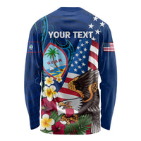 Personalised United States And Guam Long Sleeve Shirt USA Eagle With Guahan Seal Tropical Vibes LT14 - Polynesian Pride