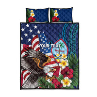 Personalised United States And Guam Quilt Bed Set USA Eagle With Guahan Seal Tropical Vibes