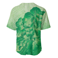 Aloha Hawaii Molokai Island Baseball Jersey Hibiscus Tribal Honu Hawaiian Tattoo Green