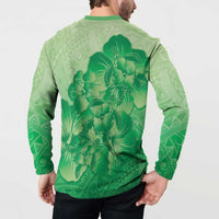 Aloha Hawaii Molokai Island Button Sweatshirt Hibiscus Tribal Honu Hawaiian Tattoo Green