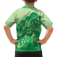 Aloha Hawaii Molokai Island Kid Hawaiian Shirt Hibiscus Tribal Honu Hawaiian Tattoo Green
