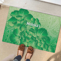 Aloha Hawaii Molokai Island Rubber Doormat Hibiscus Tribal Honu Hawaiian Tattoo Green