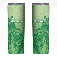 Aloha Hawaii Molokai Island Skinny Tumbler Hibiscus Tribal Honu Hawaiian Tattoo Green