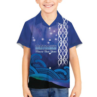 Personalised Matariki New Zealand Family Matching Off Shoulder Short Dress and Hawaiian Shirt Maori New Year Galaxy Koru Pattern