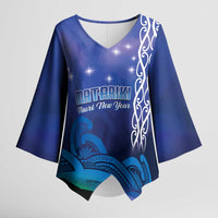 Personalised Matariki New Zealand Kimono Sleeve Blouse Maori New Year Galaxy Koru Pattern - Polynesian Pride