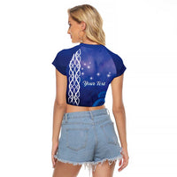 Personalised Matariki New Zealand Raglan Cropped T Shirt Maori New Year Galaxy Koru Pattern