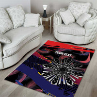 Philippines Sun Tattoo Area Rug Feathers Filipinas Grunge Style Black LT14 - Polynesian Pride