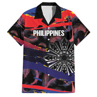 Philippines Sun Tattoo Family Matching Short Sleeve Bodycon Dress and Hawaiian Shirt Feathers Filipinas Grunge Style Black LT14 Dad's Shirt - Short Sleeve Black - Polynesian Pride