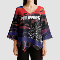 Philippines Sun Tattoo Kimono Sleeve Blouse Feathers Filipinas Grunge Style Black