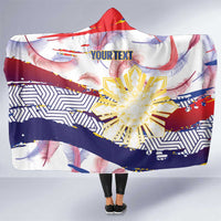 Philippines Sun Tattoo Hooded Blanket Feathers Filipinas Grunge Style White