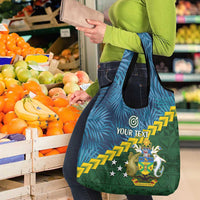 Personalised Solomon Islands Darts Grocery Bag Tropical Leaves Melanesian Pattern