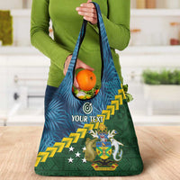Personalised Solomon Islands Darts Grocery Bag Tropical Leaves Melanesian Pattern