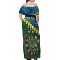 Personalised Solomon Islands Darts Off Shoulder Maxi Dress Tropical Leaves Melanesian Pattern