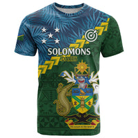 Personalised Solomon Islands Darts T Shirt Tropical Leaves Melanesian Pattern