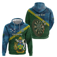 Personalised Solomon Islands Darts Zip Hoodie Tropical Leaves Melanesian Pattern