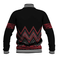 Red Aotearoa Mangopare Kowhaiwhai and Niho Taniwha Baseball Jacket Maori New Zealand LT14 - Polynesian Pride