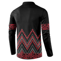 Red Aotearoa Mangopare Kowhaiwhai and Niho Taniwha Button Sweatshirt Maori New Zealand LT14 - Polynesian Pride