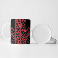 Red Aotearoa Mangopare Kowhaiwhai Niho Taniwha Ceramic Mug Maori New Zealand - Polynesian Pride