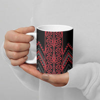 Red Aotearoa Mangopare Kowhaiwhai Niho Taniwha Ceramic Mug Maori New Zealand - Polynesian Pride