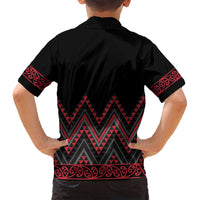 Red Aotearoa Mangopare Kowhaiwhai and Niho Taniwha Family Matching Tank Maxi Dress and Hawaiian Shirt Maori New Zealand LT14 - Polynesian Pride